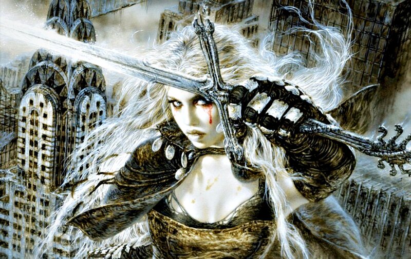 Woman with Sword and Blood — White