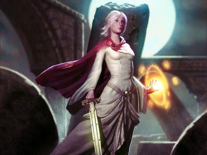 Woman with Sword and Cape — White