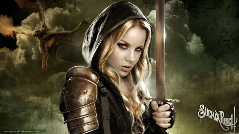 Woman with sword and dragon