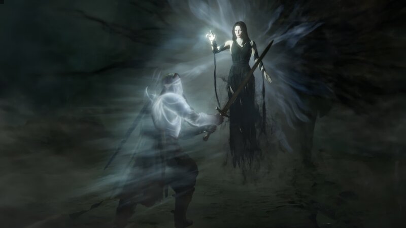 Woman with Sword and Ghost