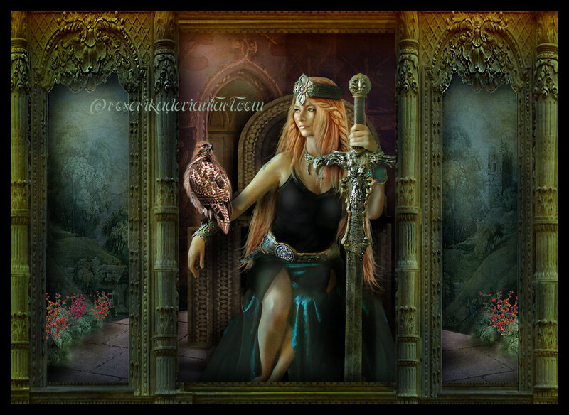Woman with Sword and Hawk