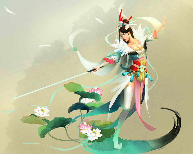 Woman with Sword and Lotus