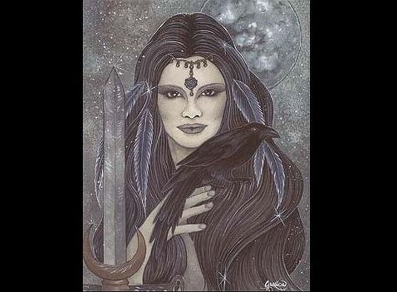 Woman with Sword and Raven