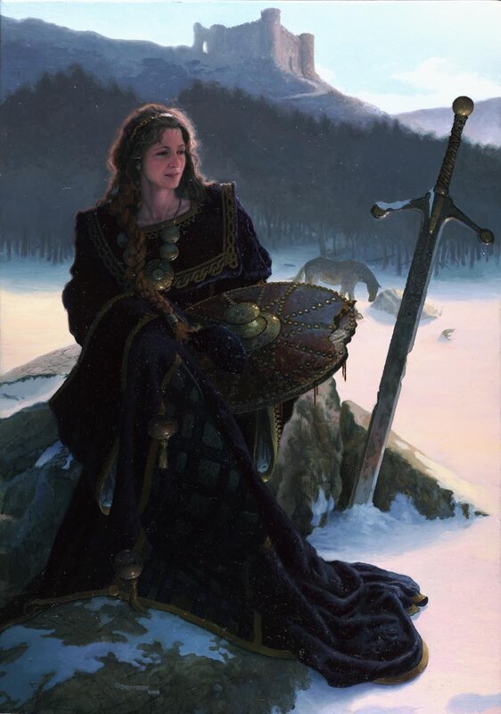 Woman with Sword and Shield — Black