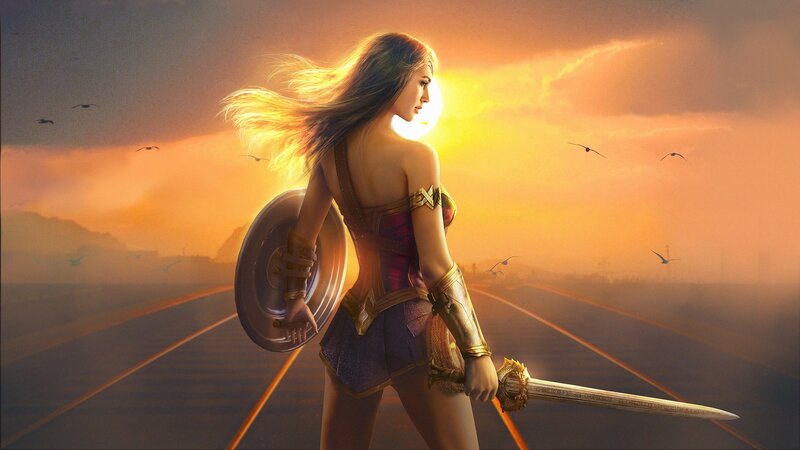 Woman with Sword and Shield — Orange