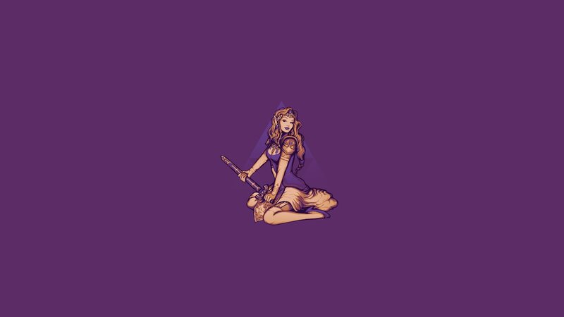 Woman with Sword and Shield — Purple