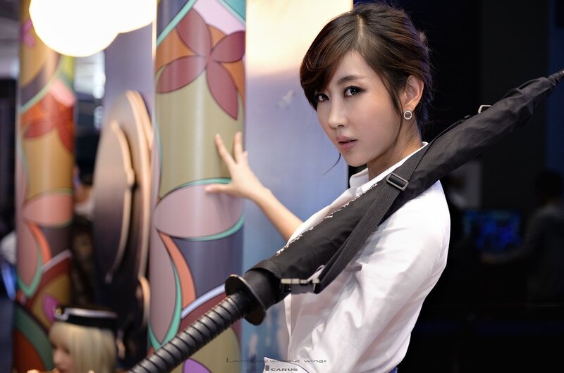 Woman with sword at event