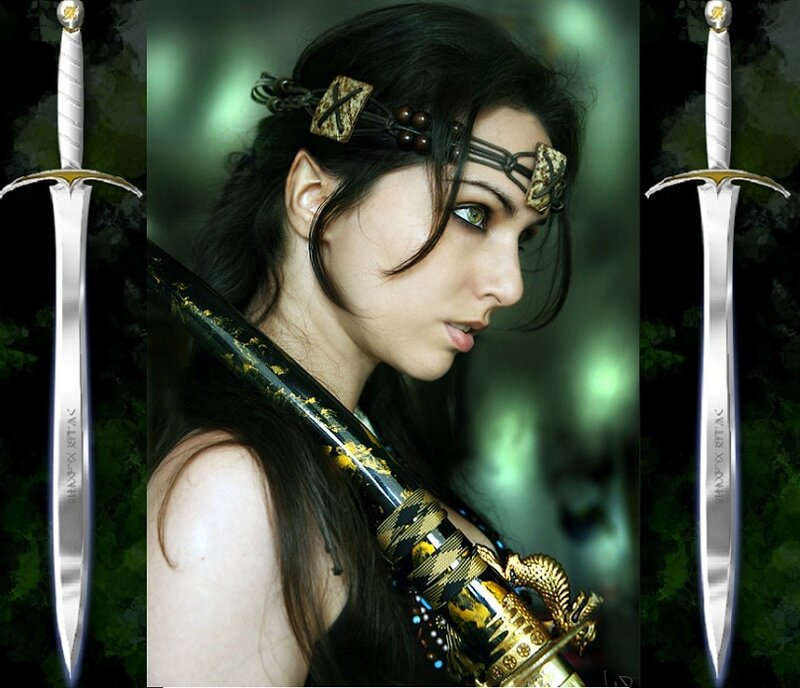 Woman with Sword — Black