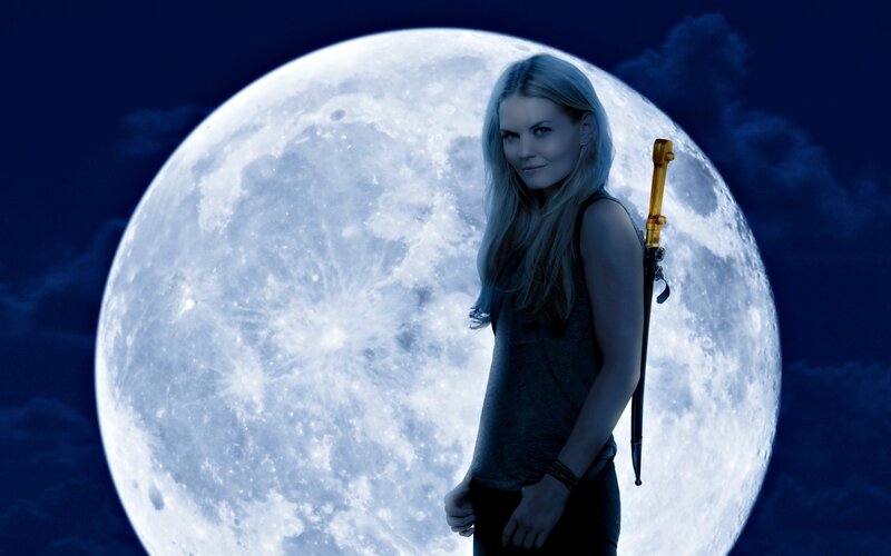 Woman with Sword — Blue, Dramatic, Night, Photograph, Moon