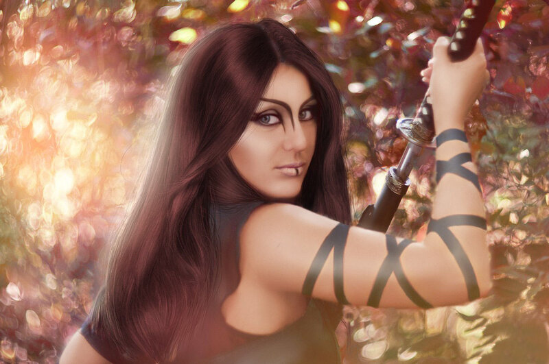 Woman with Sword — Brown, Dramatic, Autumn