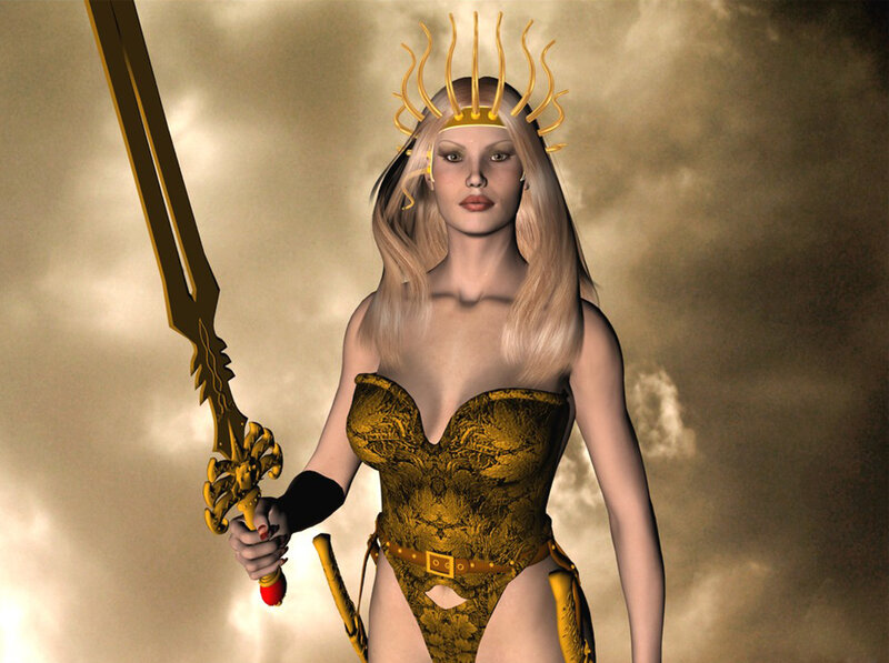 Woman with Sword — Gold