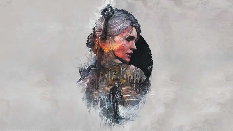 Woman with Sword — Gray, Dramatic, Digital Art, Castle