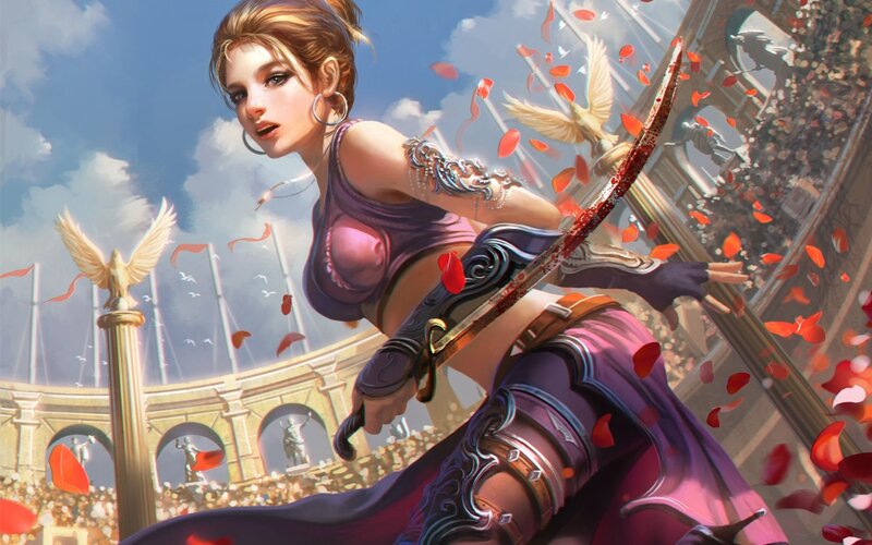 Woman with Sword in Arena
