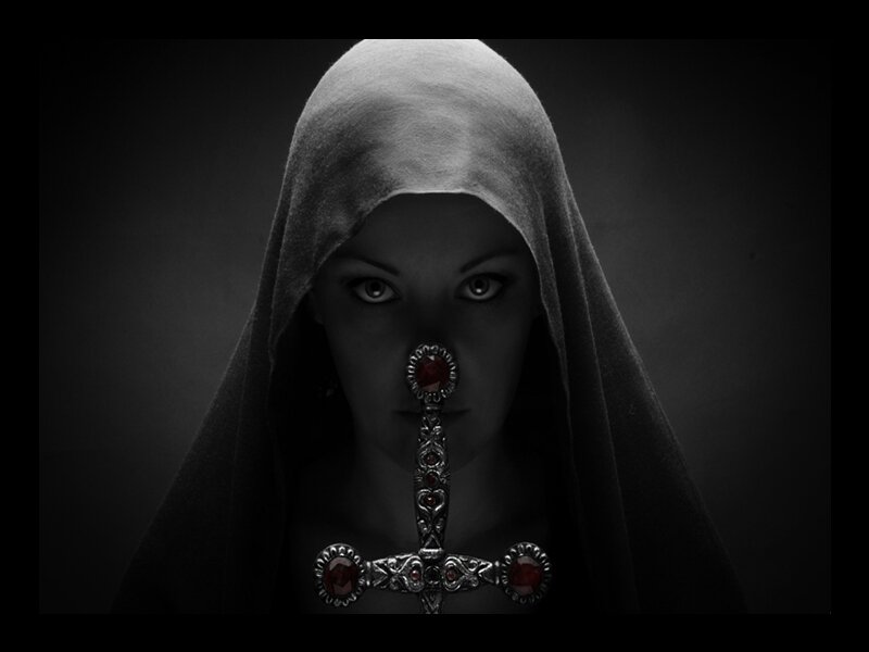 Woman with Sword in Face