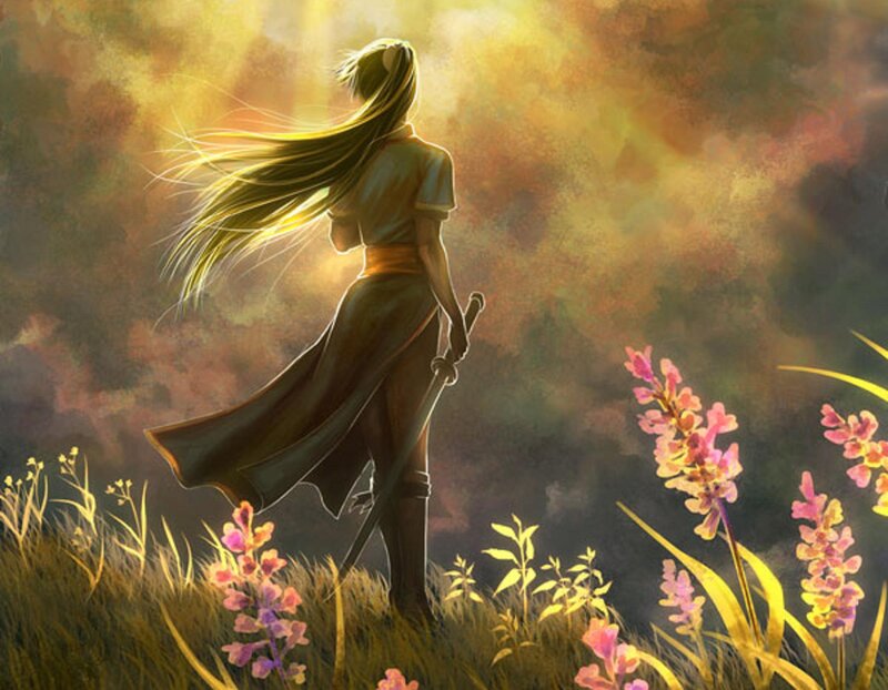 Woman with Sword in Field
