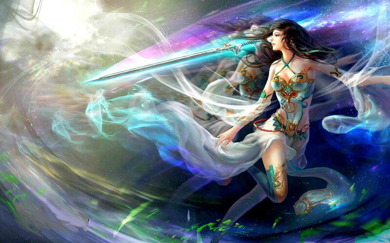 Woman with Sword in Motion