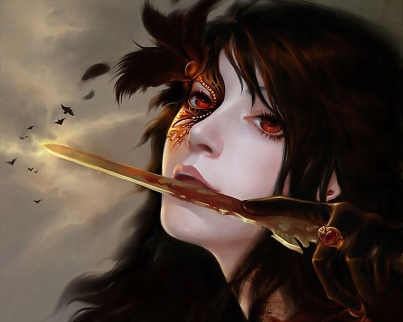 Woman with Sword in Mouth — Brown