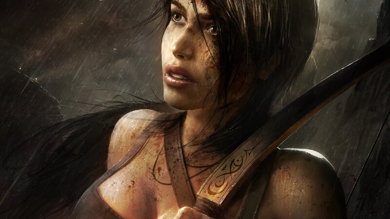 Woman with Sword in Rain — Brown