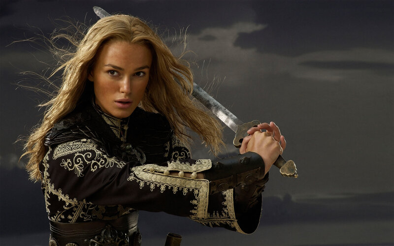 woman with sword in storm