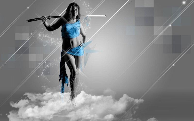 Woman with Sword on Cloud