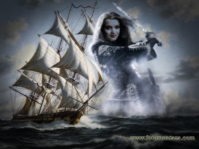 Woman with Sword on Ship
