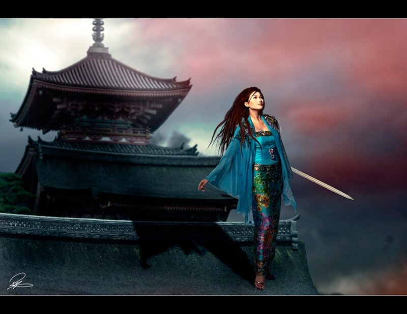 Woman with Sword on Temple