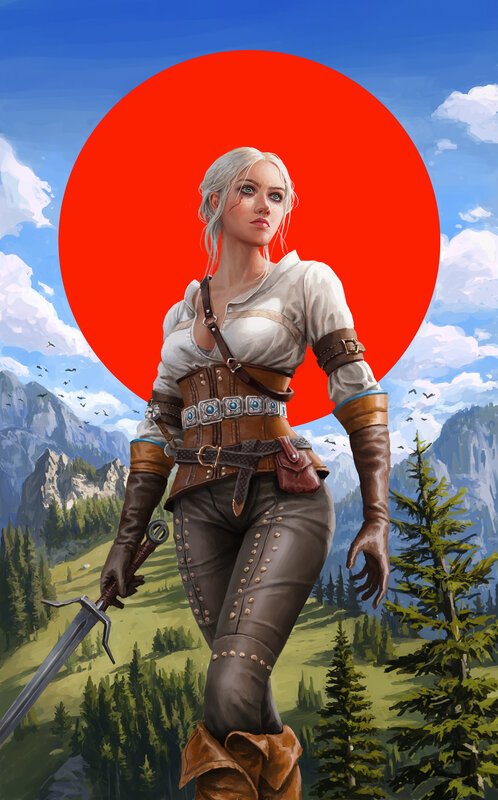 Woman with Sword — Red, Dramatic, Afternoon