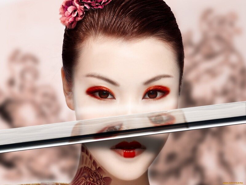 Woman with Sword — White, Dramatic, Digital Art, Flower