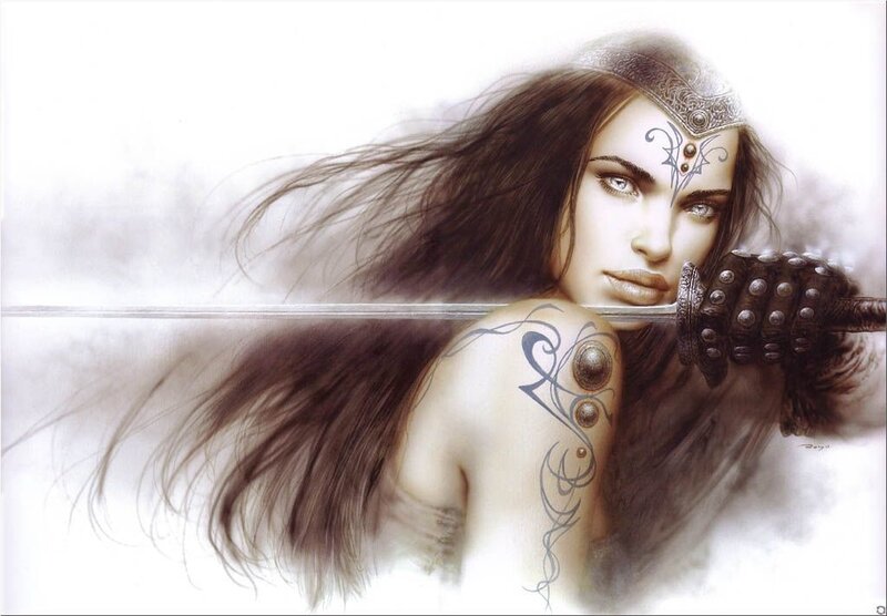 Woman with Sword — White