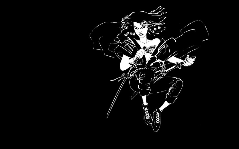 Woman with Swords — Black, Dramatic, Manga