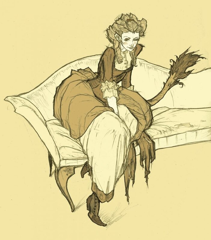 Woman with Tail on Couch