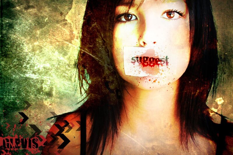 woman with tape over mouth