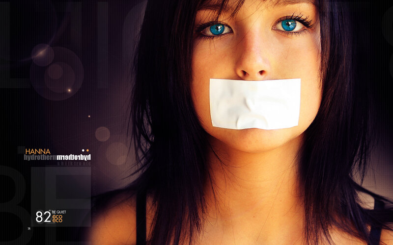 woman with tape over mouth