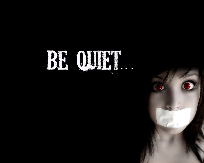 woman with tape over mouth