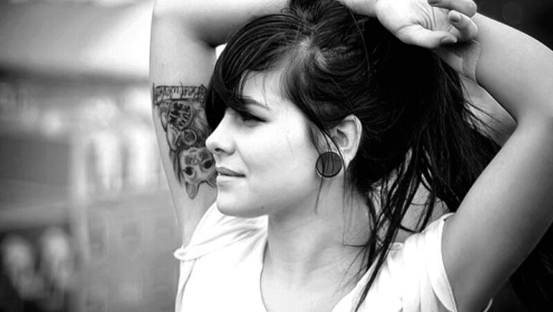 Woman with Tattoo — Black, Contemplative