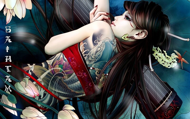 Woman with Tattoo — Blue