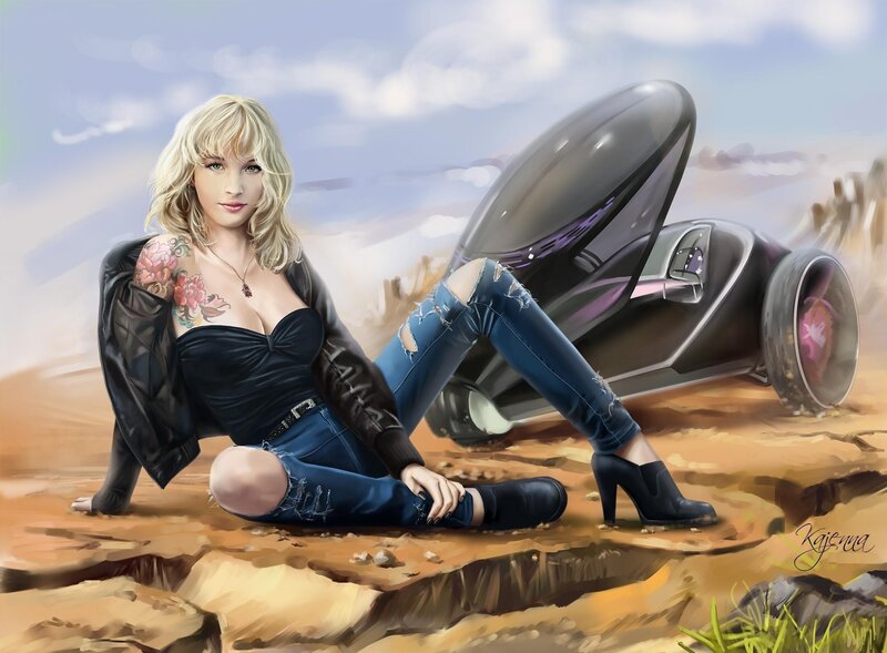 Woman with Tattoo in Desert