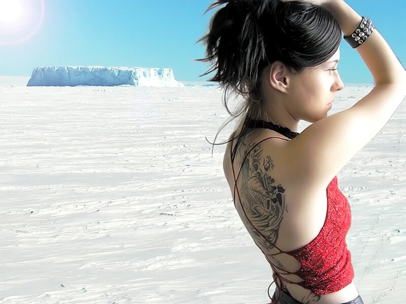 Woman with Tattoo in Snow