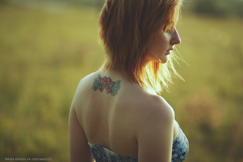 Woman with Tattoo — Yellow, Serene