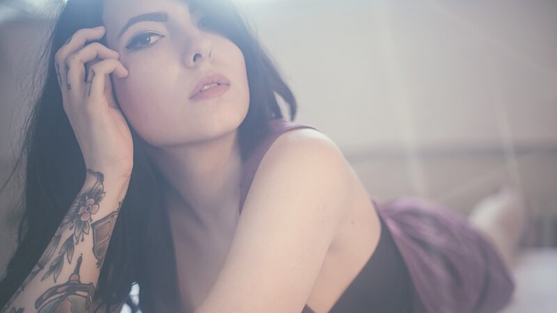 Woman with Tattooed Arm — Black, Dreamy