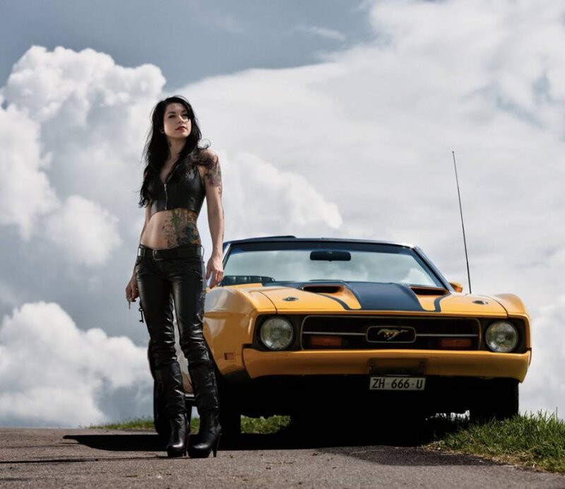 Woman with Tattoos and Car
