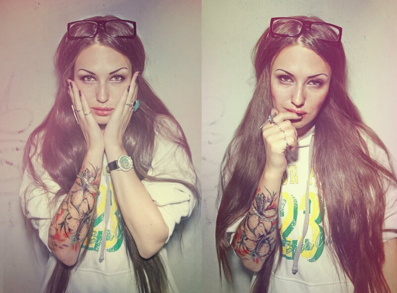 woman with tattoos and glasses