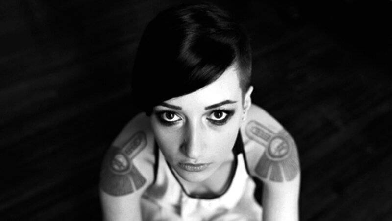 Woman with Tattoos — Black, Dramatic, Photograph, Makeup