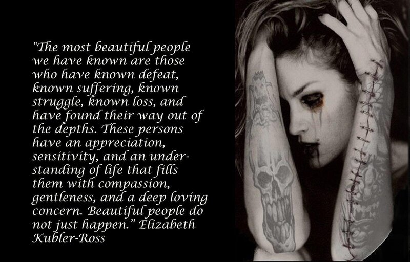 Woman with Tattoos — Black, Dramatic, Photograph, Skull