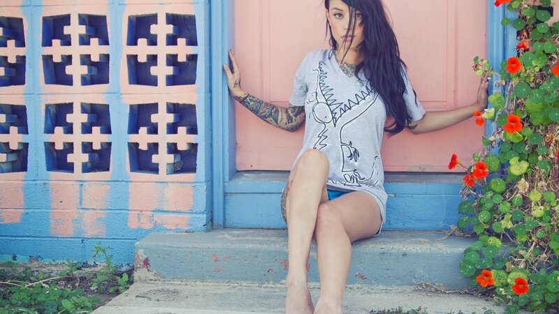 Woman with Tattoos — Blue, Casual, Afternoon