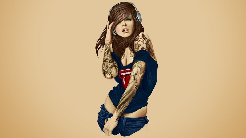 Woman with Tattoos — Blue, Confident