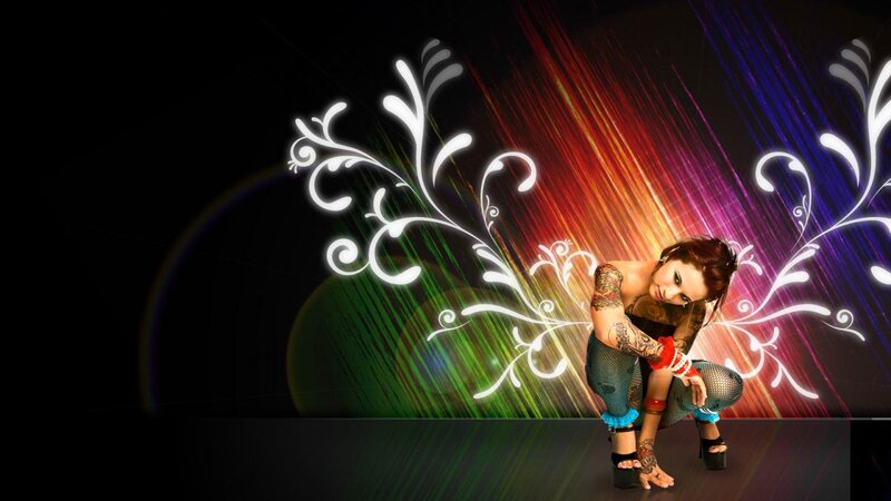 Woman with Tattoos Crouching
