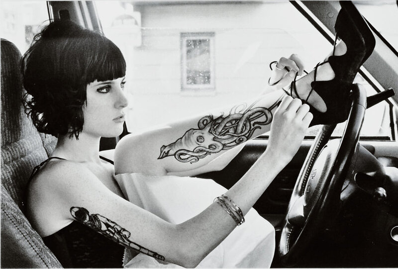 Woman with Tattoos in Car — Black