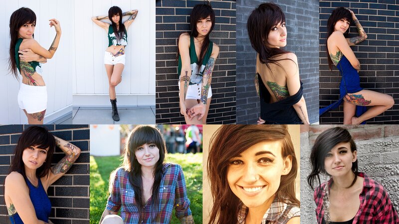 woman with tattoos in various poses