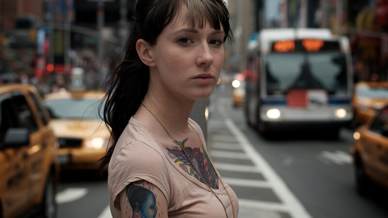 Woman with Tattoos on Street — Pink, Urban